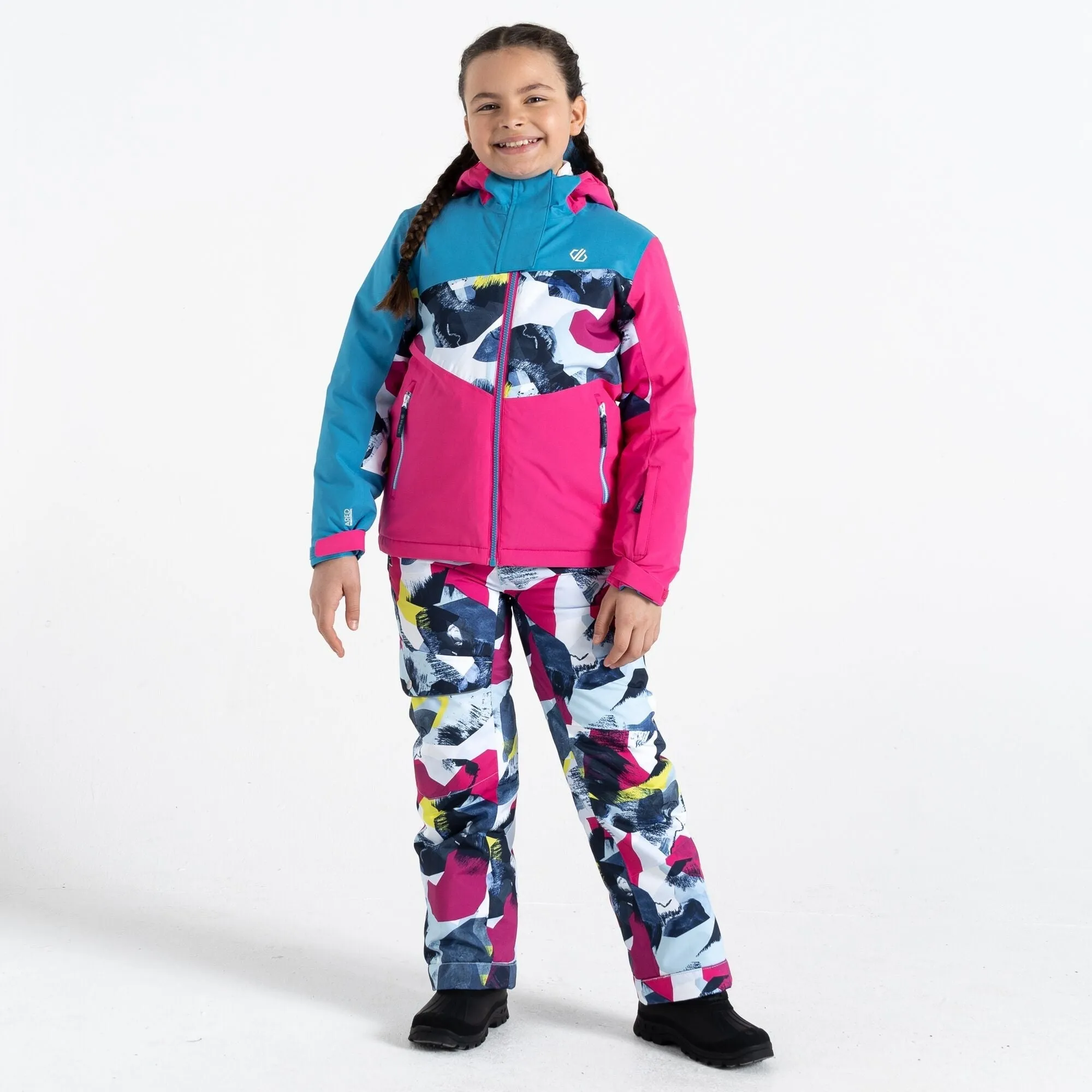 Dare2B Kids' Humour II Ski Jacket | Blue Pink Mountain Print