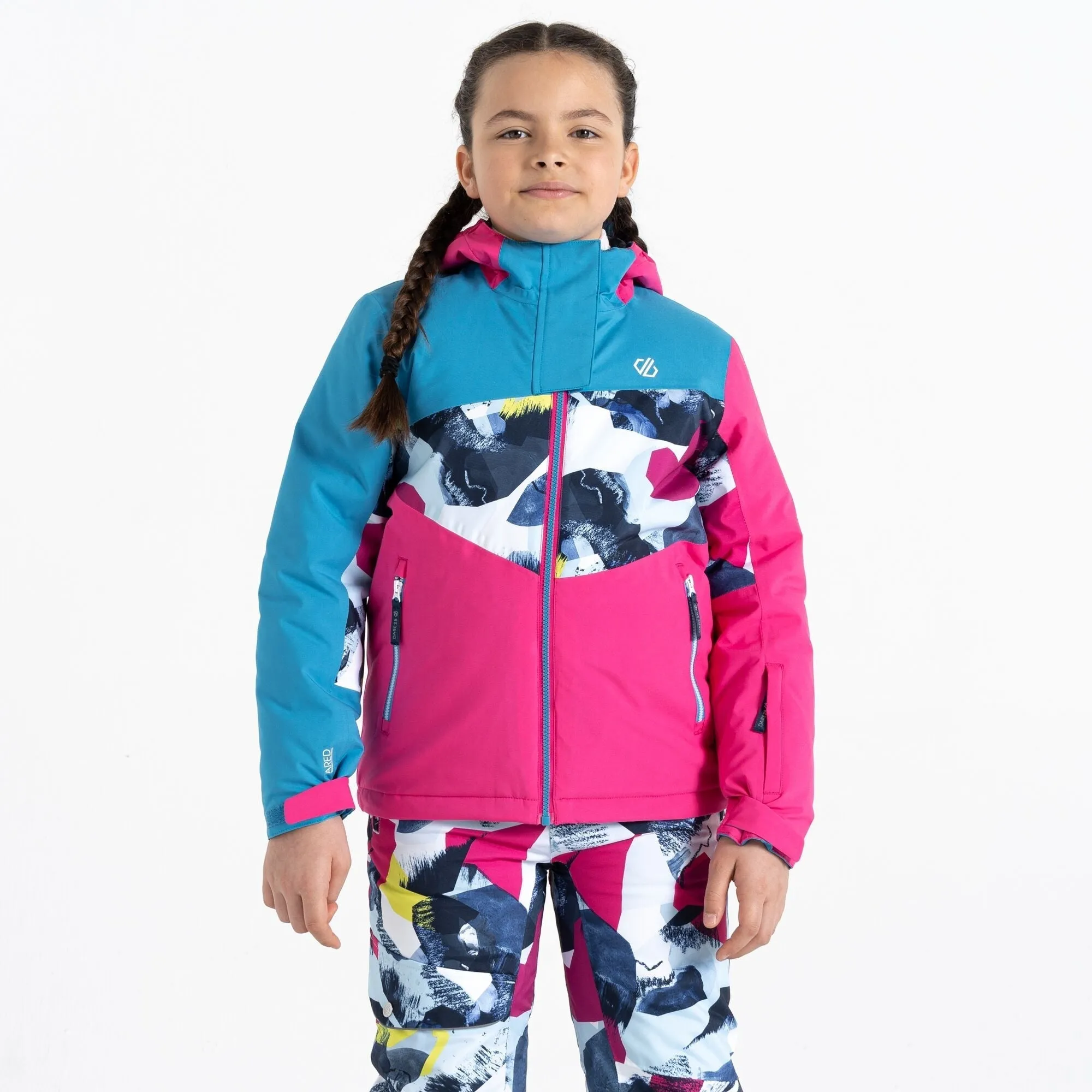 Dare2B Kids' Humour II Ski Jacket | Blue Pink Mountain Print