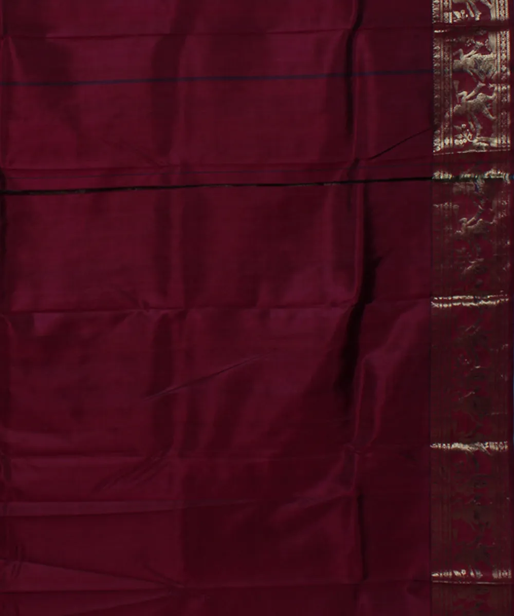 Dark red handwoven swarnachari baluchari silk saree