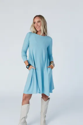 Delilah Long Sleeve Dress - Dusty Teal