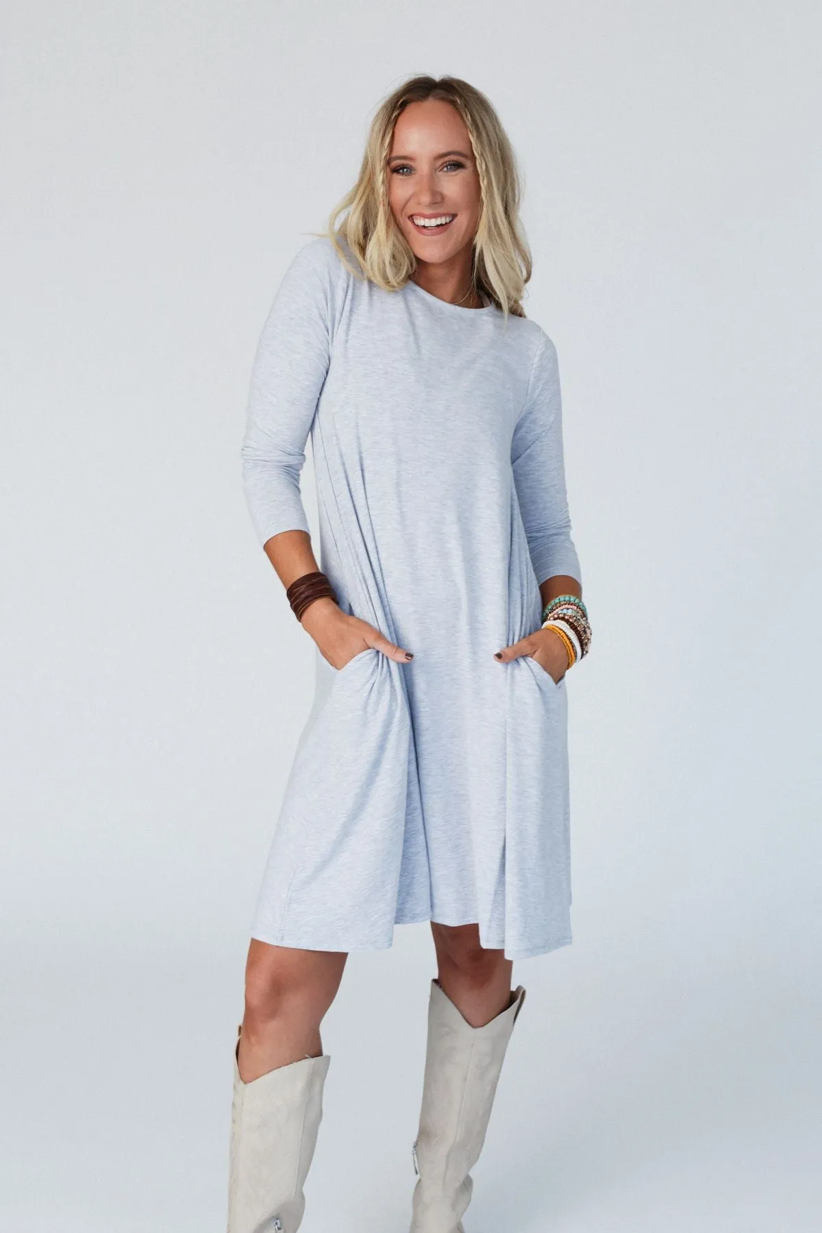 Delilah Long Sleeve Dress - Heather Gray