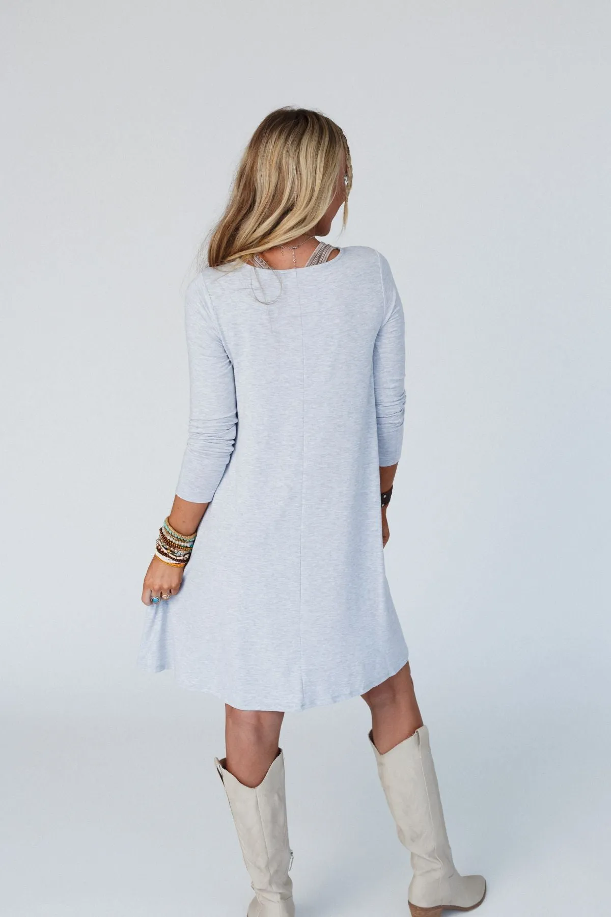 Delilah Long Sleeve Dress - Heather Gray