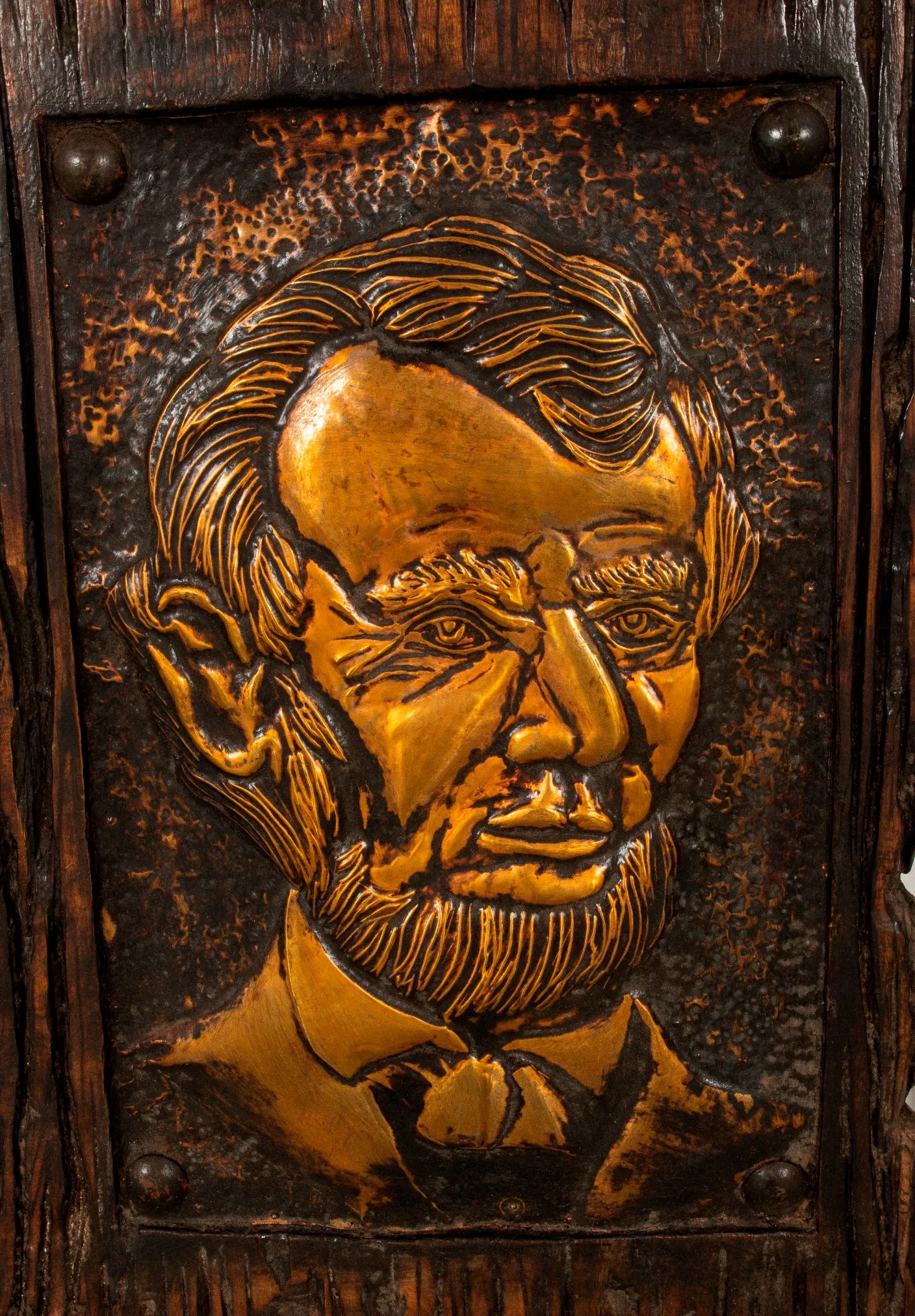 Driftwood and Tim Plaque of Abraham Lincoln