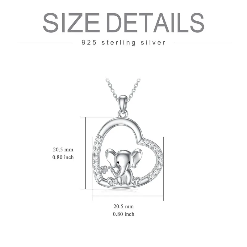 Elephant Necklace 925 Sterling Silver Pendant Necklace Jewelry Gifts for Women Mother Sister Friends