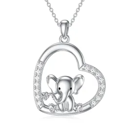 Elephant Necklace 925 Sterling Silver Pendant Necklace Jewelry Gifts for Women Mother Sister Friends