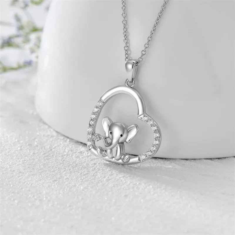 Elephant Necklace 925 Sterling Silver Pendant Necklace Jewelry Gifts for Women Mother Sister Friends