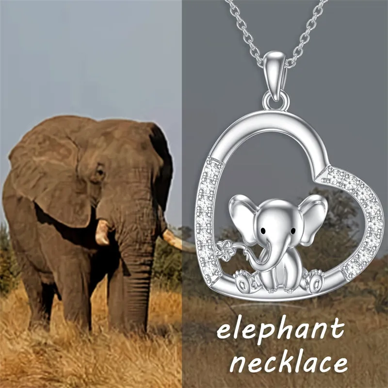 Elephant Necklace 925 Sterling Silver Pendant Necklace Jewelry Gifts for Women Mother Sister Friends