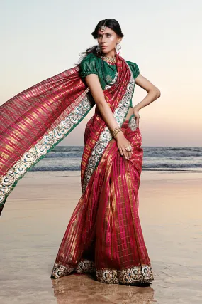 Embroidered Khaddi Cotton Zari Saree | SIRA | SR202059