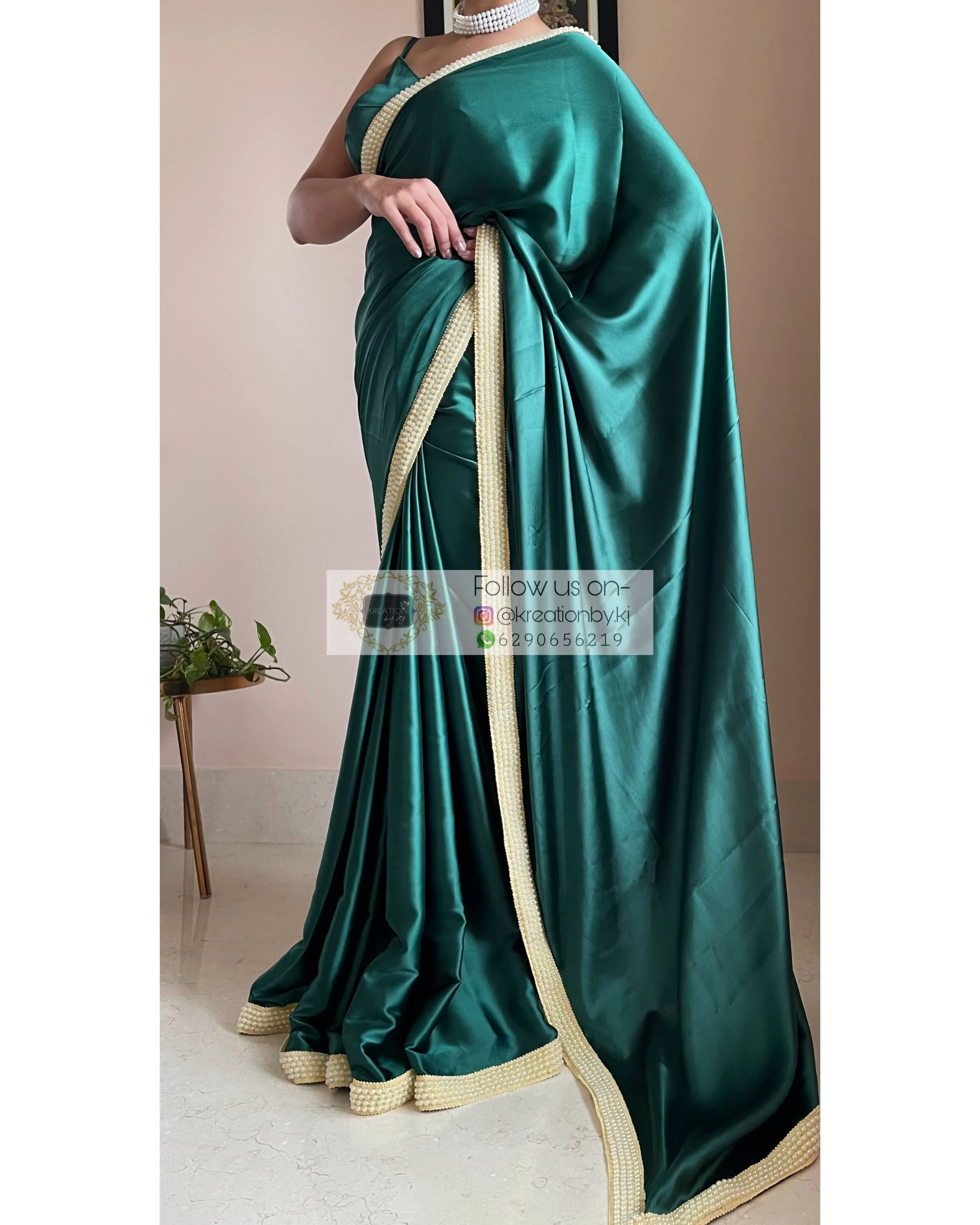 Emerald Green Mother Of Pearl Saree