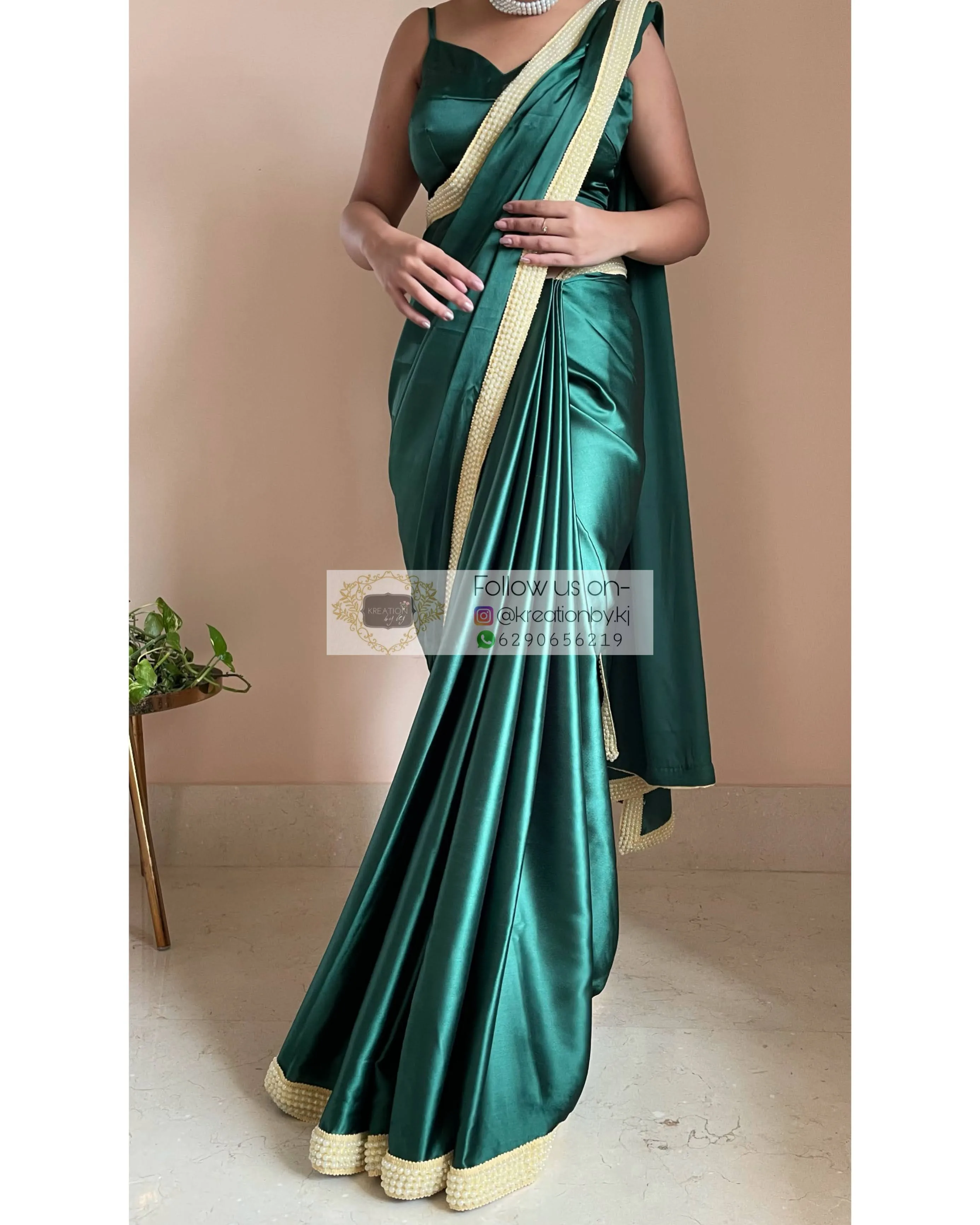 Emerald Green Mother Of Pearl Saree