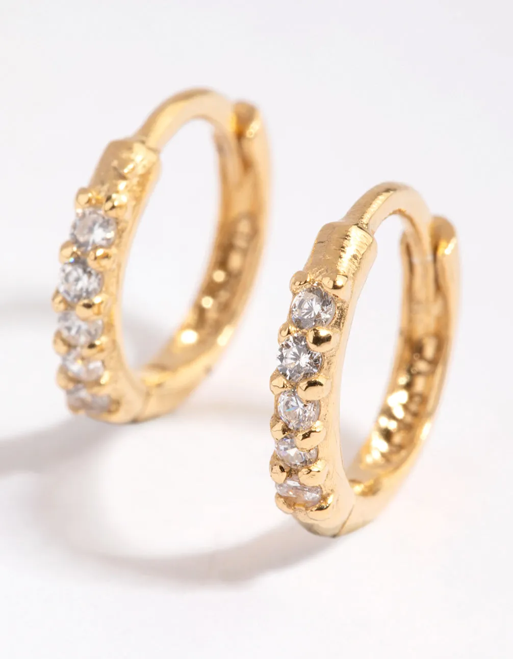 Gold Plated Sterling Silver Cubic Zirconia Huggie Earrings