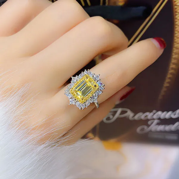 Gorgeous Vintage Fancy Yellow Sterling Silver Engagement Ring