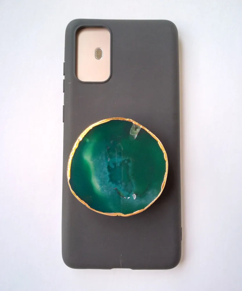 Green Agate Geode Phone Grip