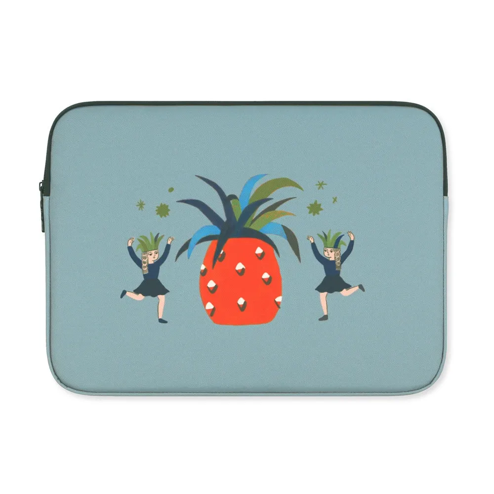 Green Pineapple Graphic Laptop Sleeves 13 15 inch Cases Protective Covers Handbags Square Pouches Designer Artist Prints Cute Lightweight School Collage Office Zipper Fashion Unique Gifts