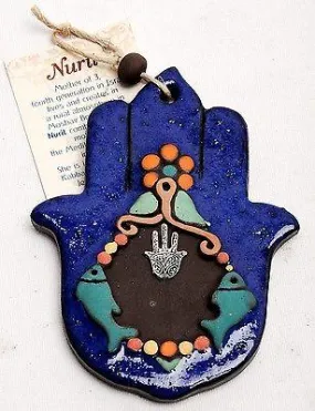 Hamsa Hand Wall Hanging Evil Eye Kabbalah Luck New Ceramics from holyland #602