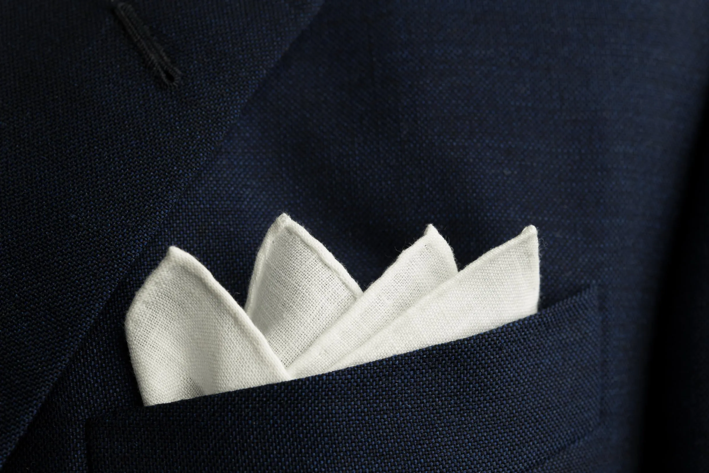 Hand-Embroidered Initial A White Linen Pocket Square