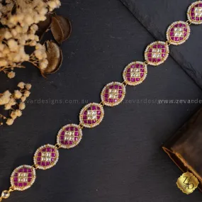 Hot Pink Pachi Kundan Sheesh Phool - Headband