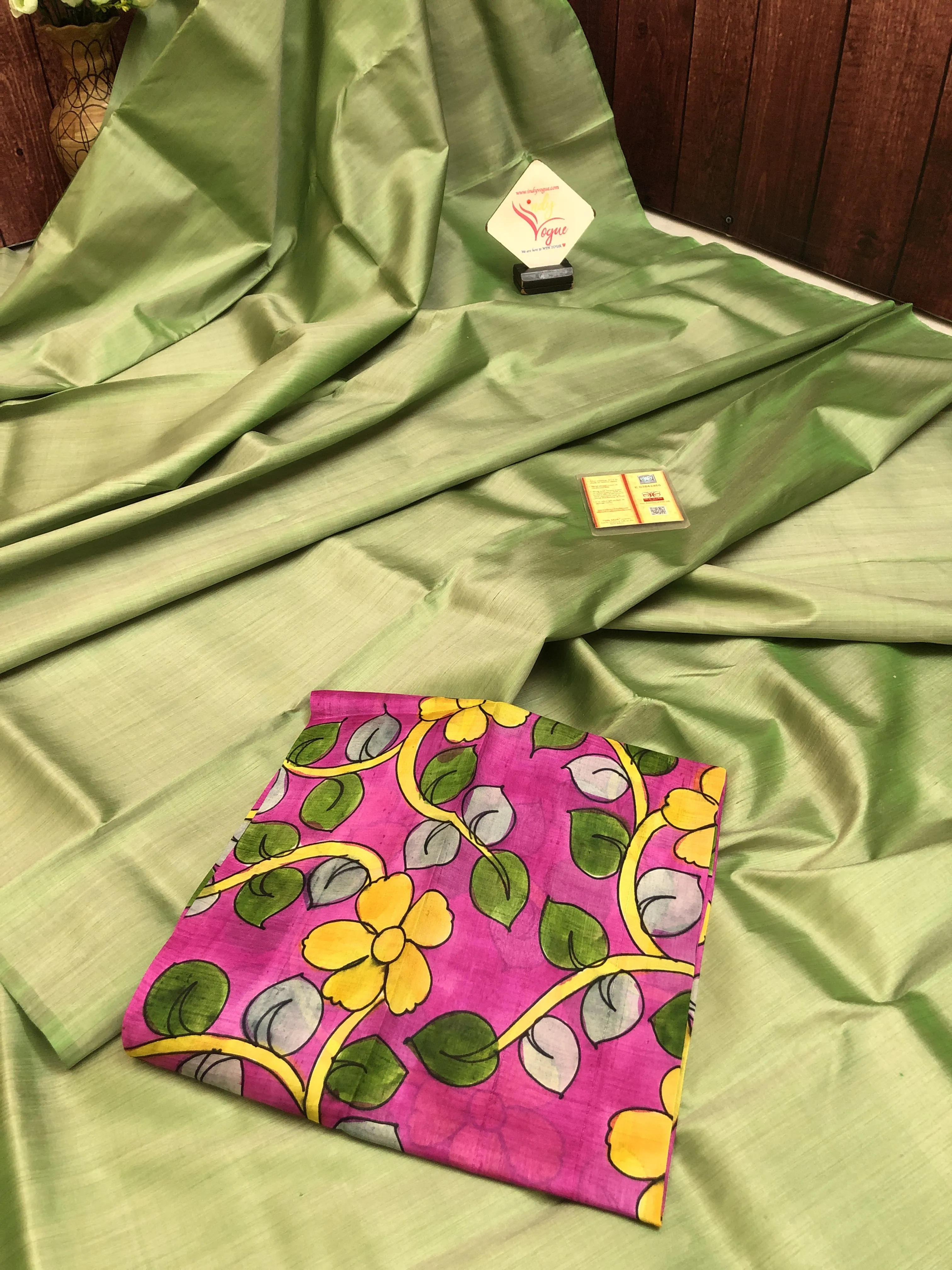 Leaf Green Color Bishnupur Katan Silk Saree