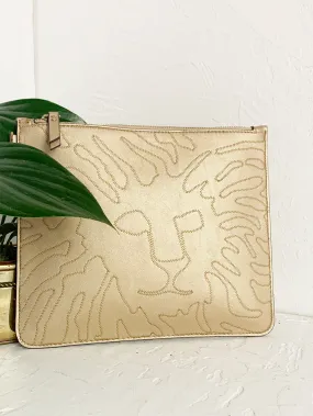 Lion Embroidered Envelope Purse