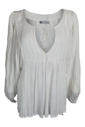 LITTLE MISS GYPSY White Garden Party Tie Front Blouse (M/L)