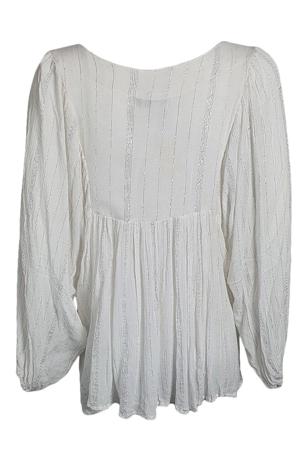 LITTLE MISS GYPSY White Garden Party Tie Front Blouse (M/L)