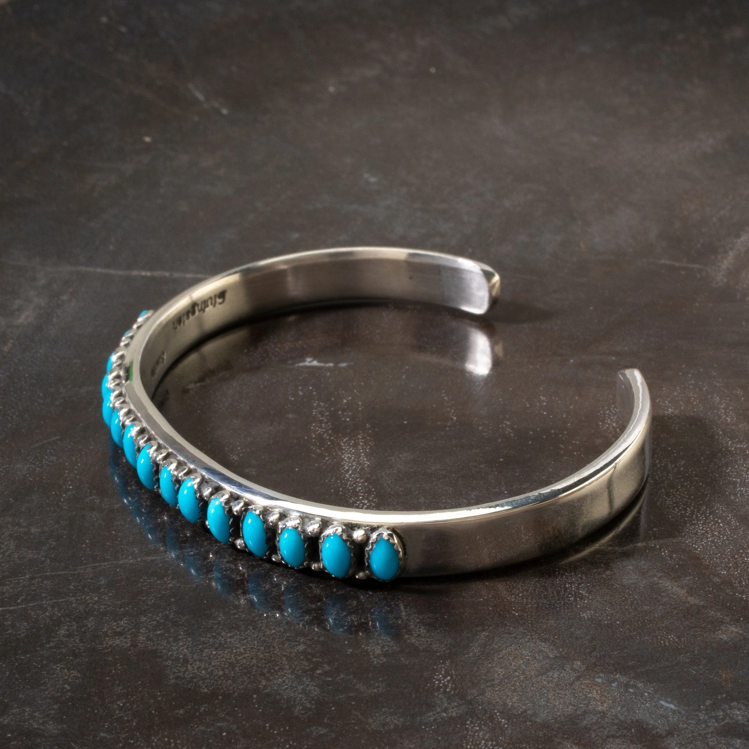 Livingston Sleeping Beauty Turquoise Navajo USA Native American Made 925 Sterling Silver Cuff