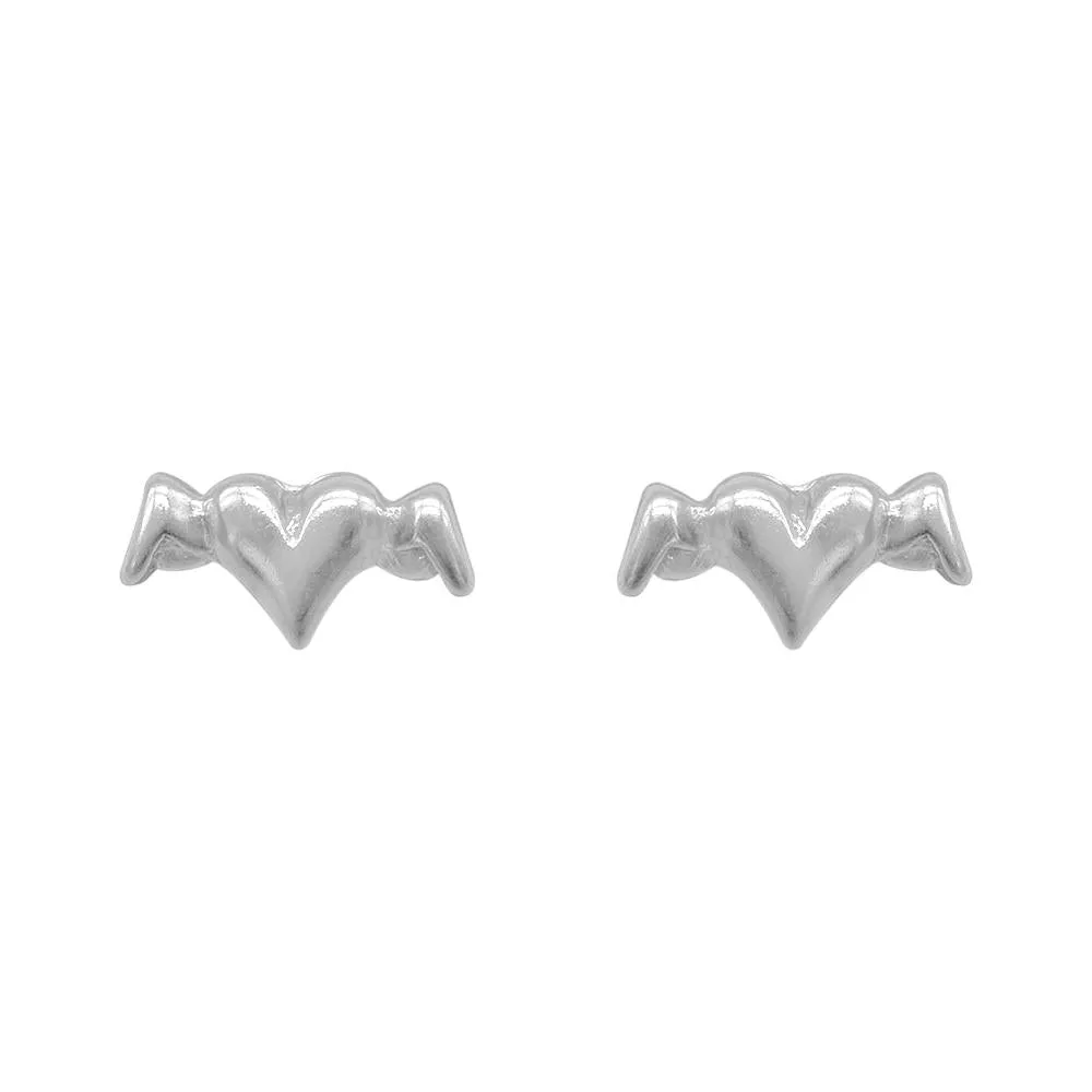 Maddox Heart Angel Silver Stud Earrings