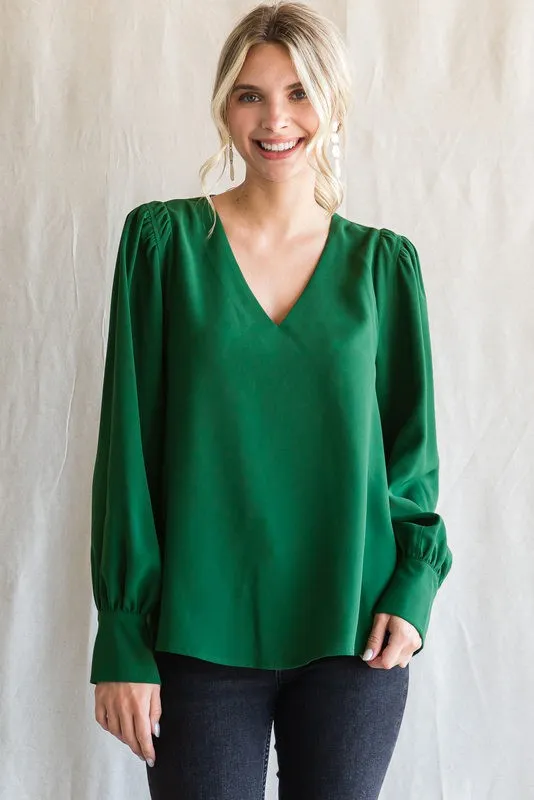 Make a Connection Blouse - Hunter Green