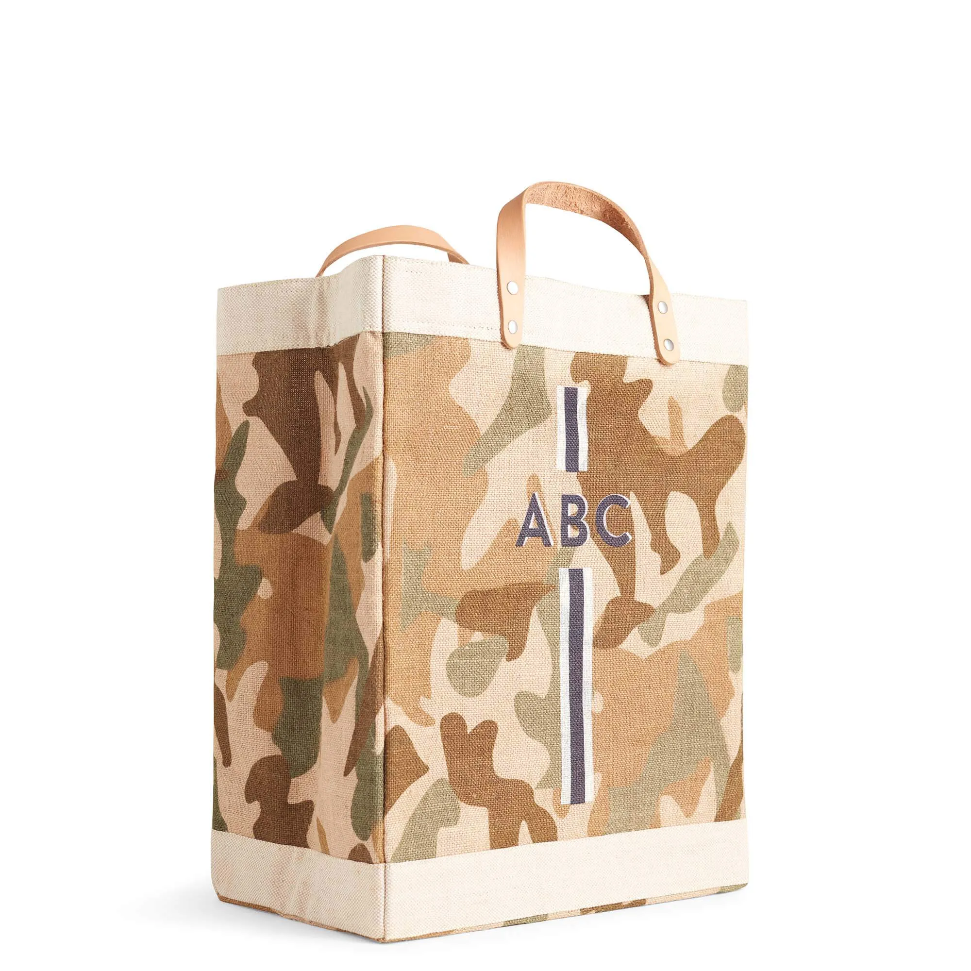 Market Bag in Safari with Black Monogram