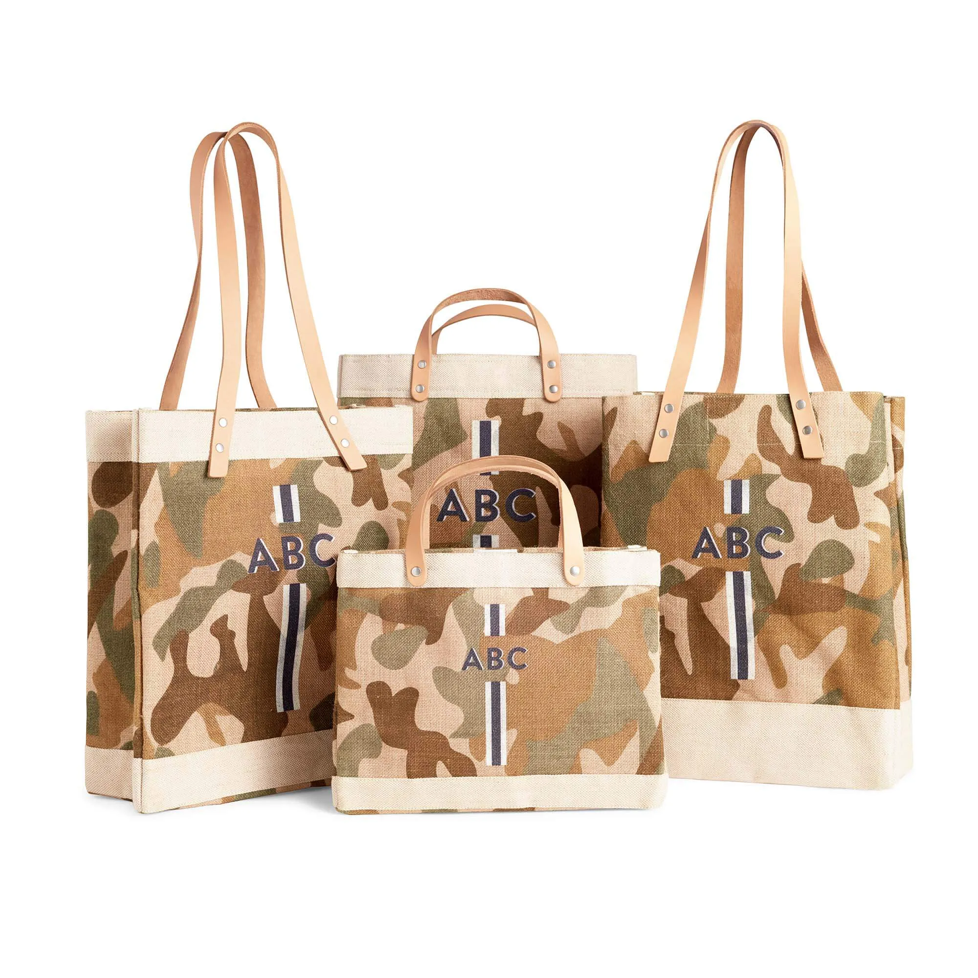 Market Bag in Safari with Black Monogram