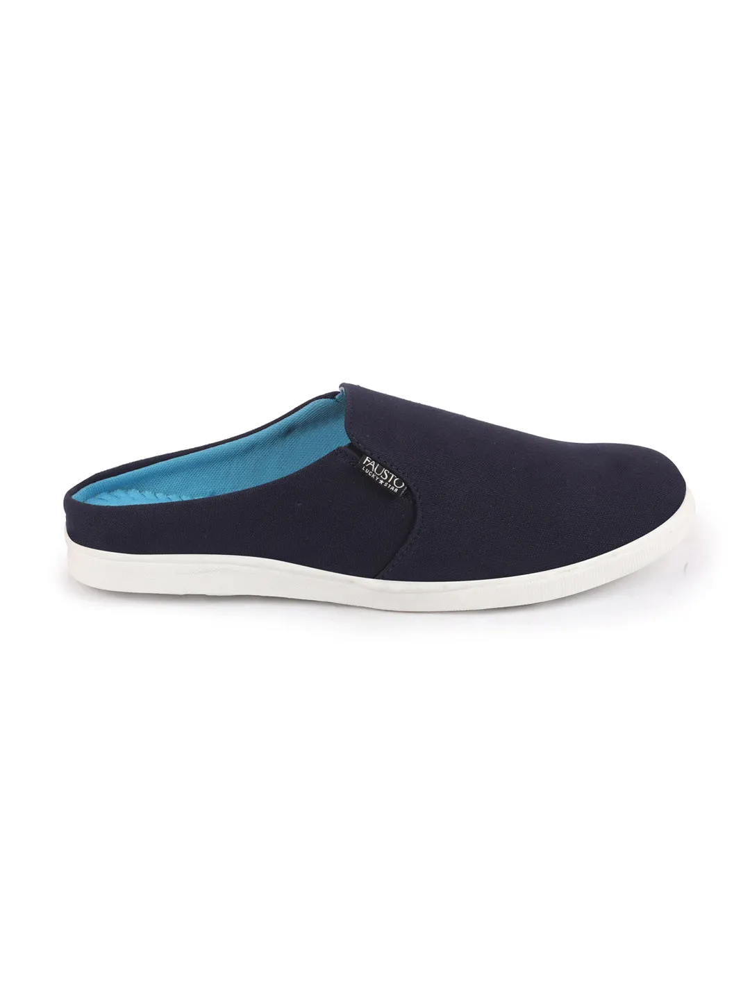 Men Navy Blue Casual Canvas Slip-On Shoes