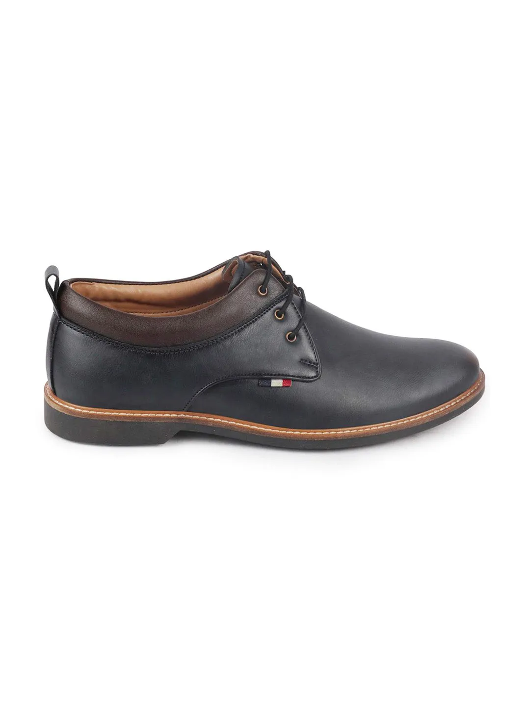 Men Navy Blue Formal Lace Up Oxford Shoes with TPR Welted Sole