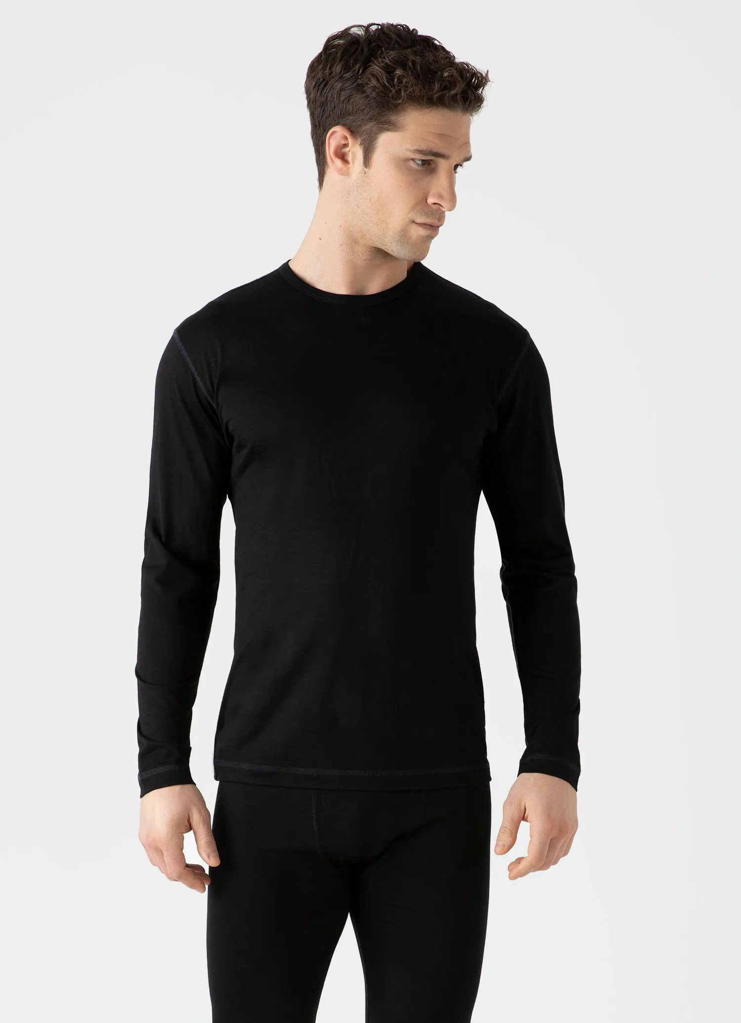 Men's Merino Long Sleeve Base Layer in Black