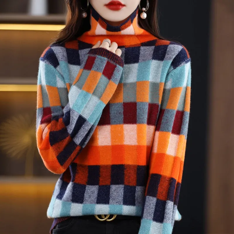 Merino Wool Plaid Sweater