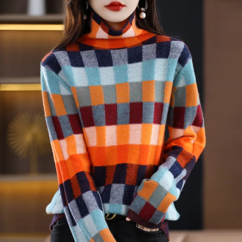 Merino Wool Plaid Sweater