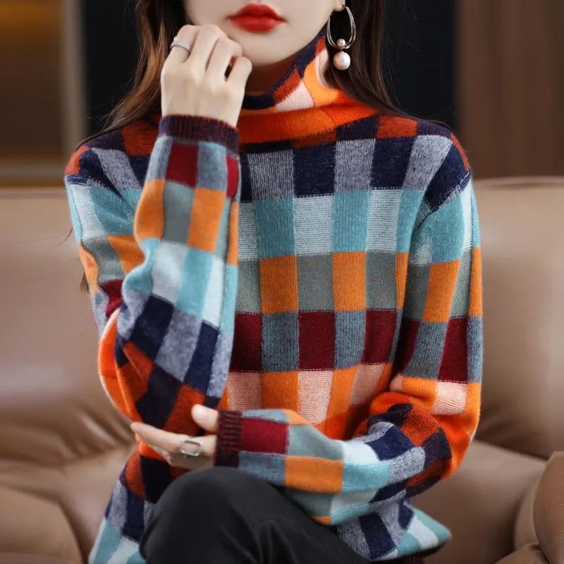 Merino Wool Plaid Sweater