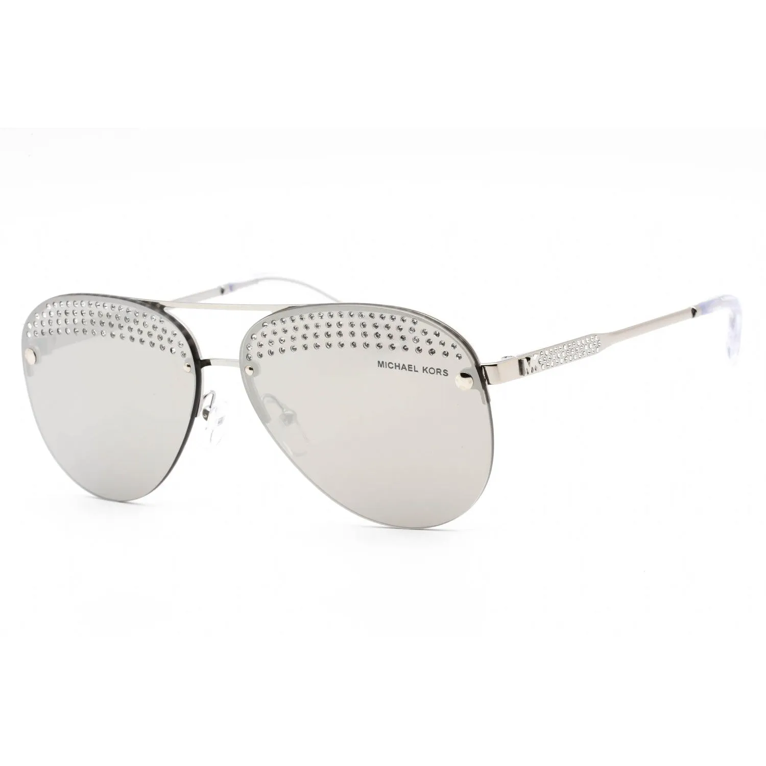 Michael Kors 0MK1135B Sunglasses Shiny Silver/Silver Grey Mirror Women's