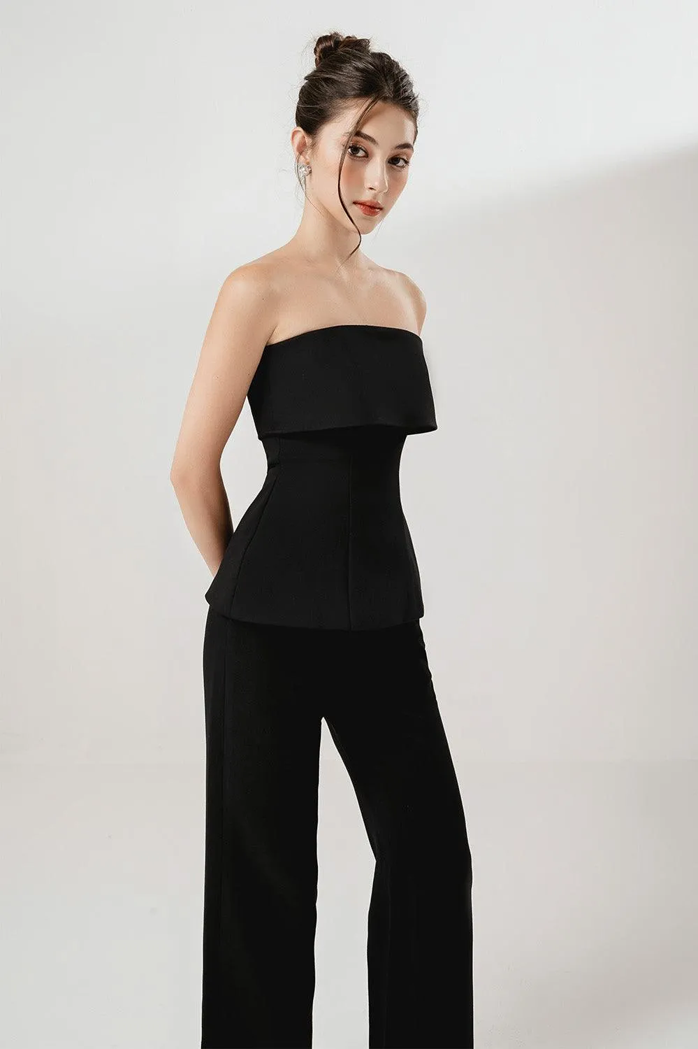 Moon Strapless Back Zipper Cotton Spandex Top