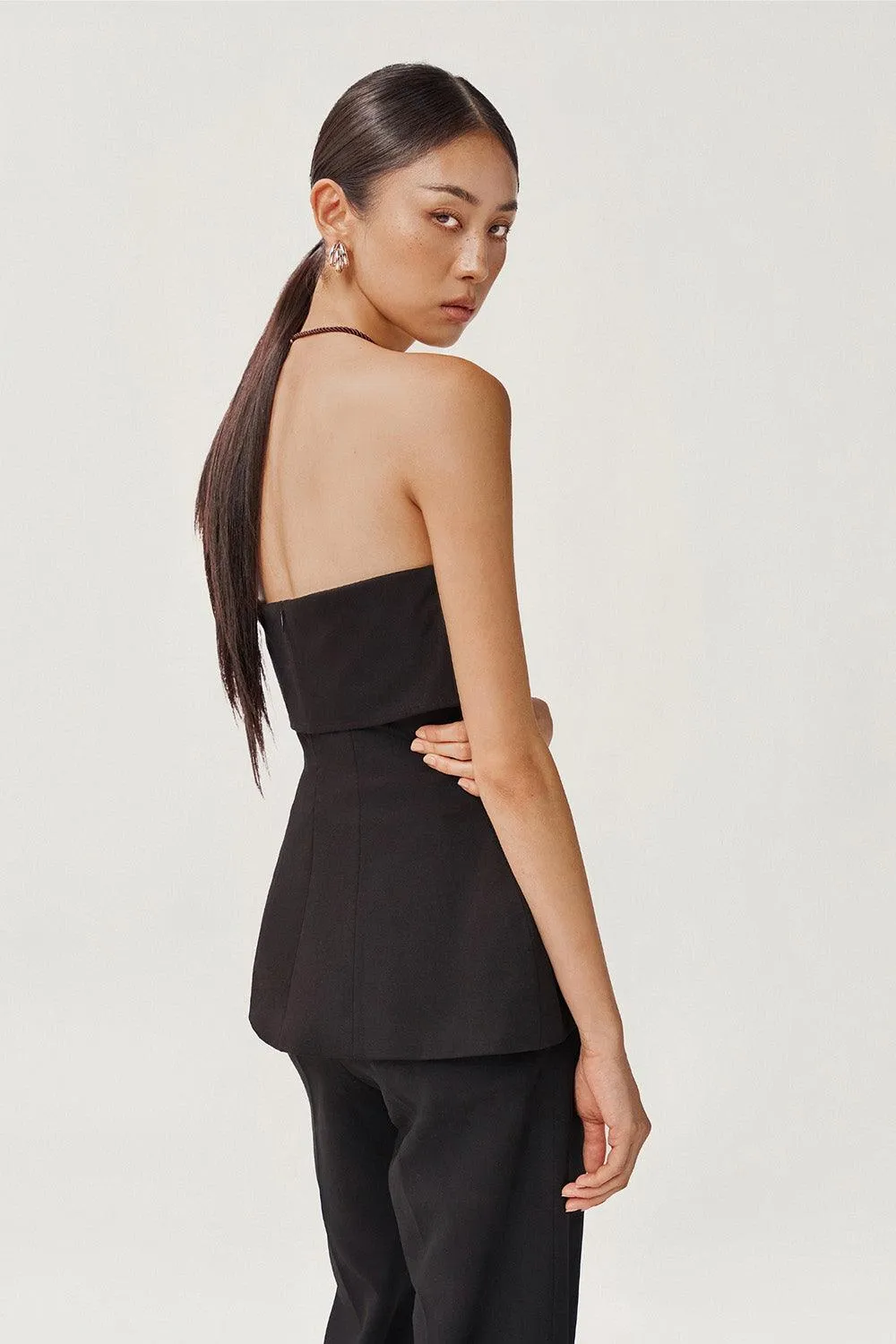 Moon Strapless Back Zipper Cotton Spandex Top