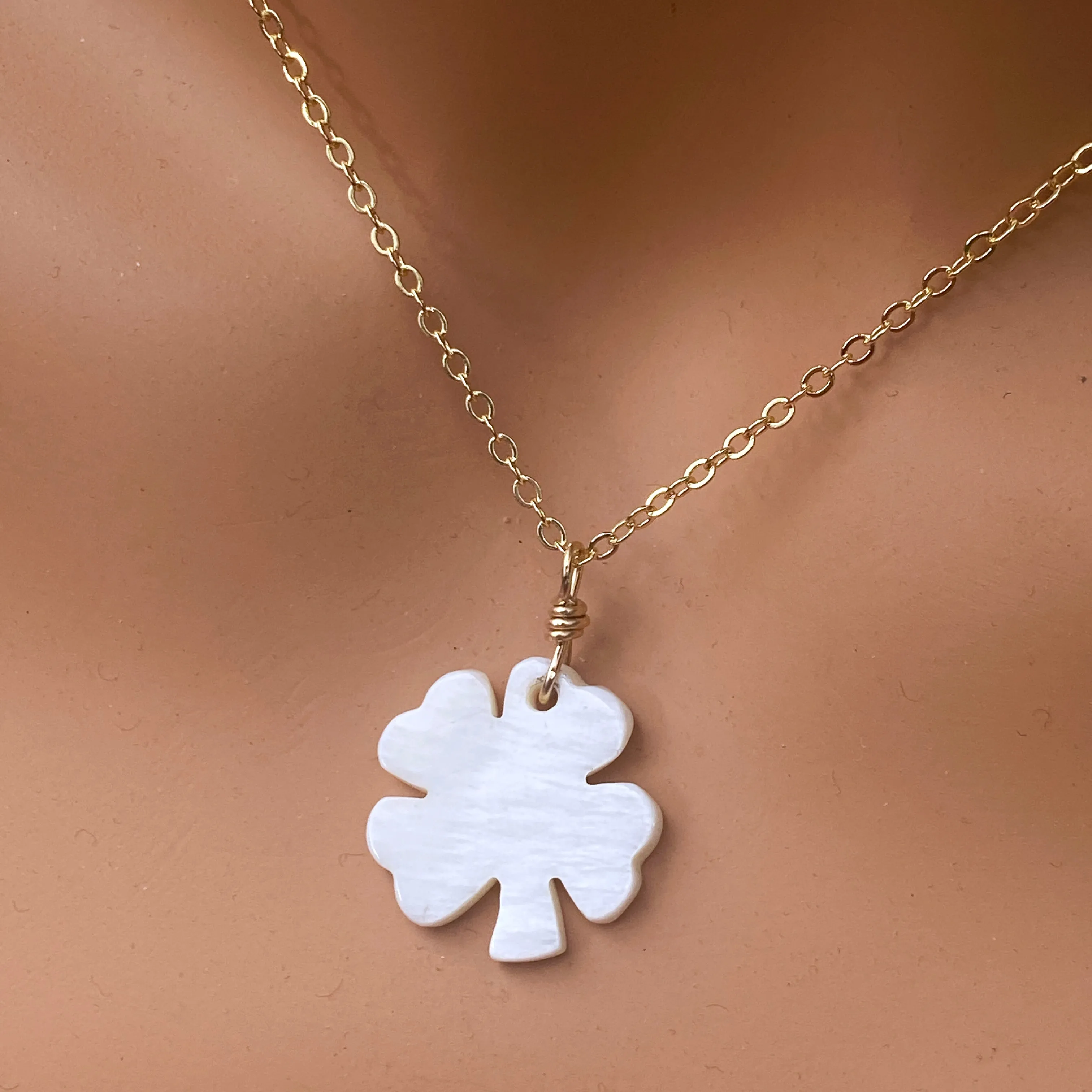 Mother of Pearl Clover Necklace