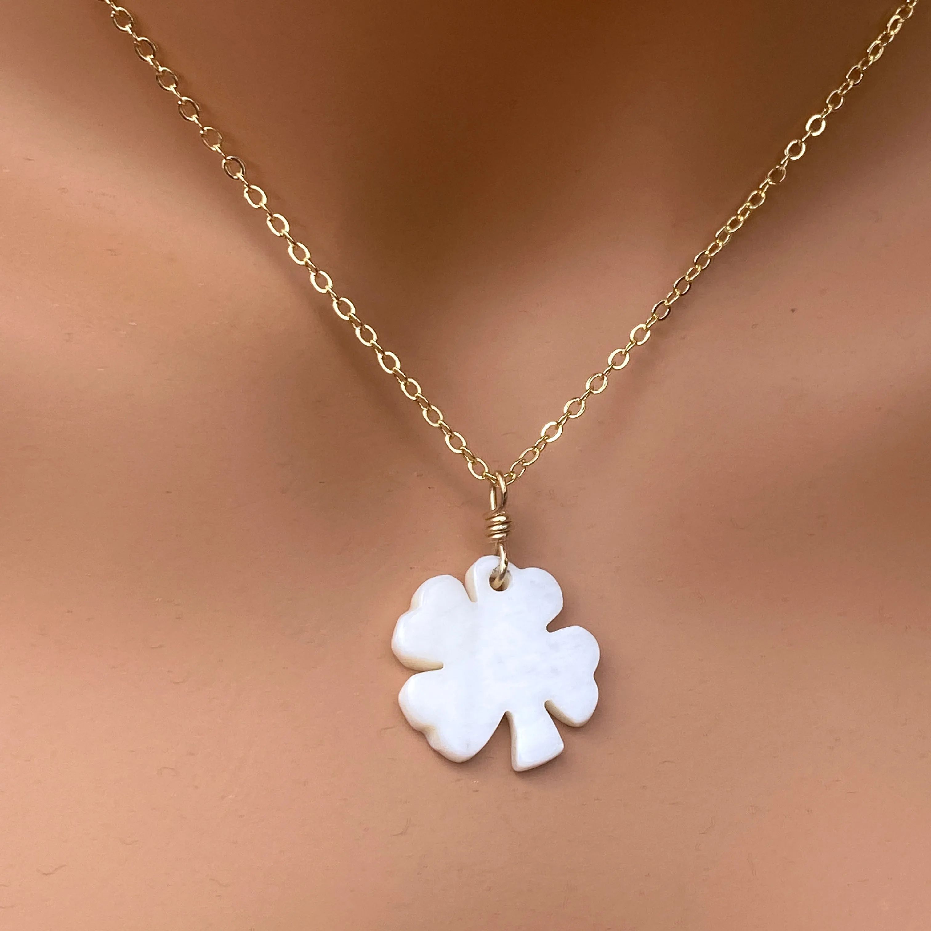 Mother of Pearl Clover Necklace