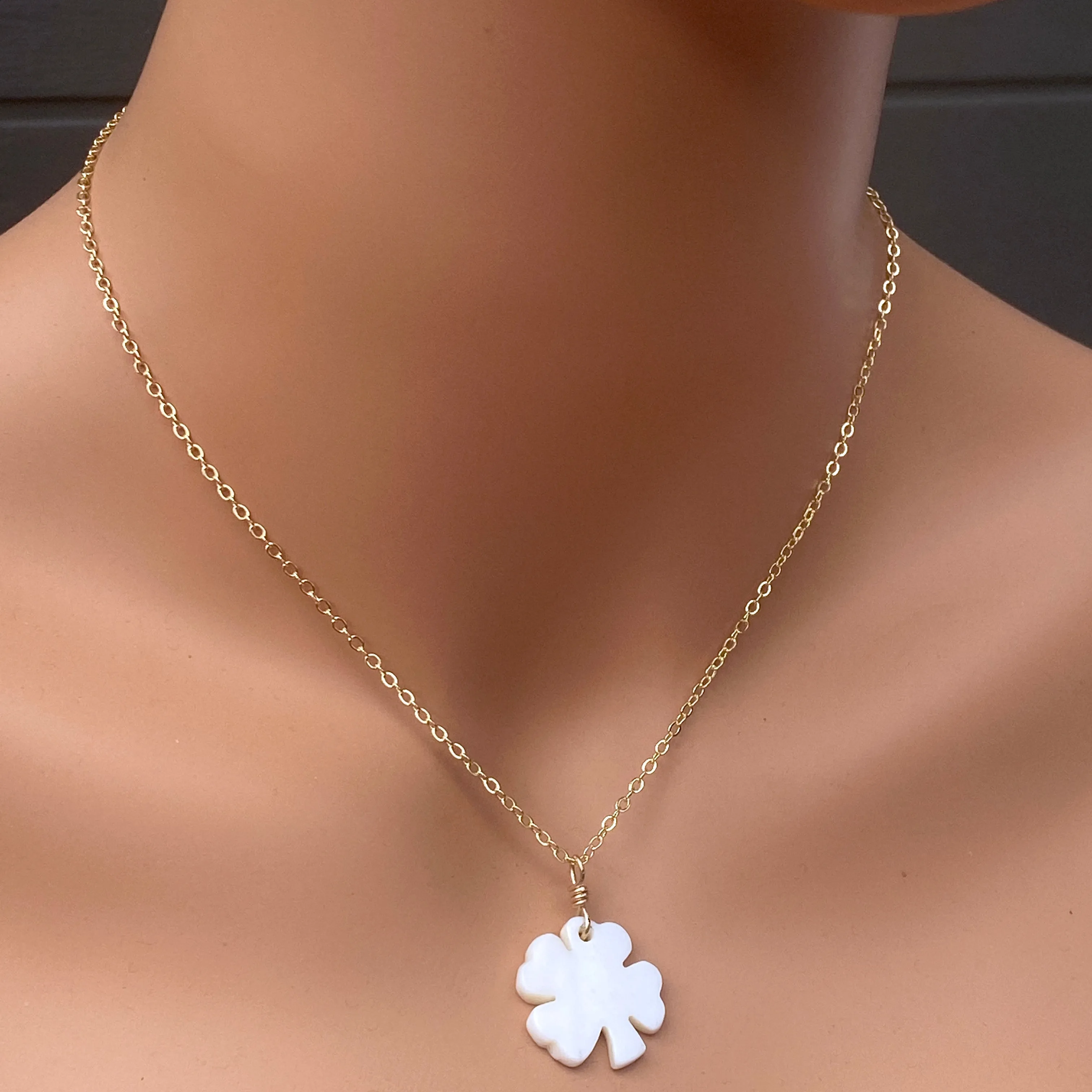 Mother of Pearl Clover Necklace