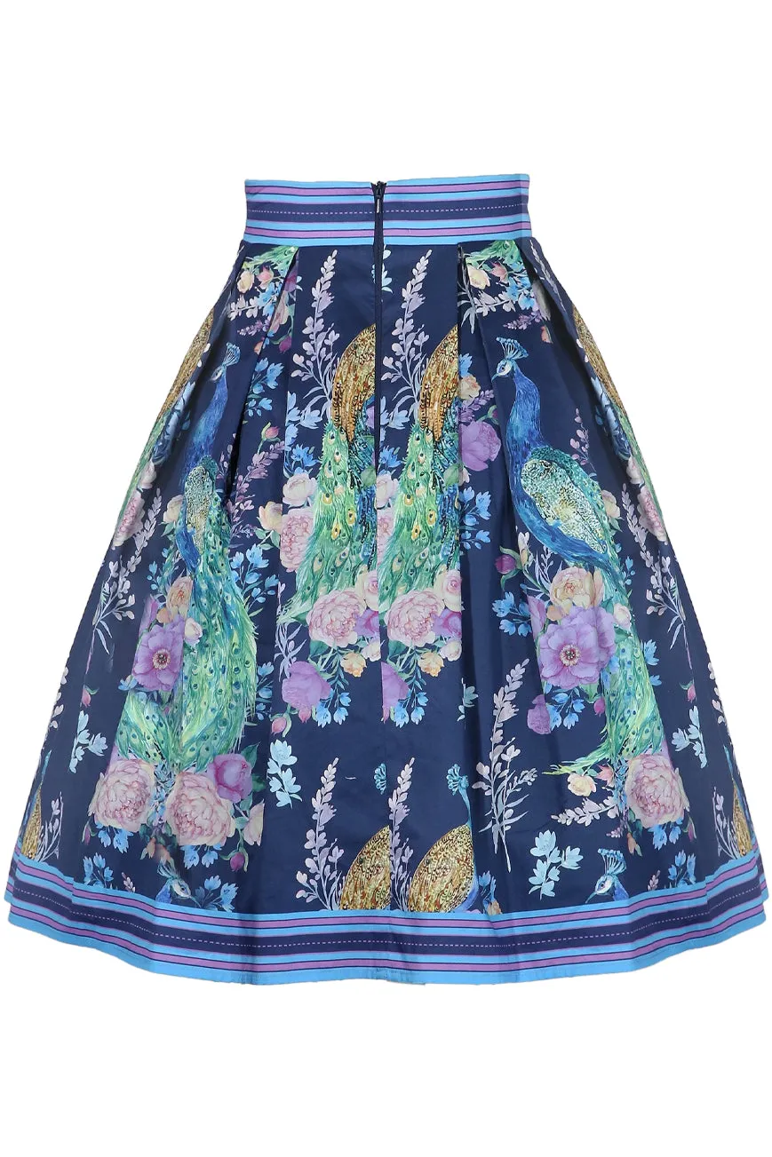 Peacocks And Palaces Border Full Skirt