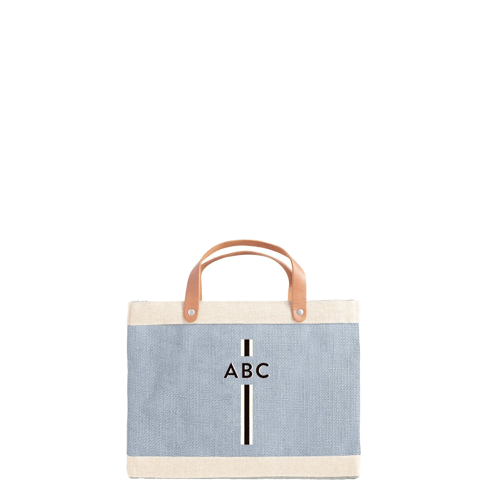 Petite Market Bag in Cool Gray with Black Monogram