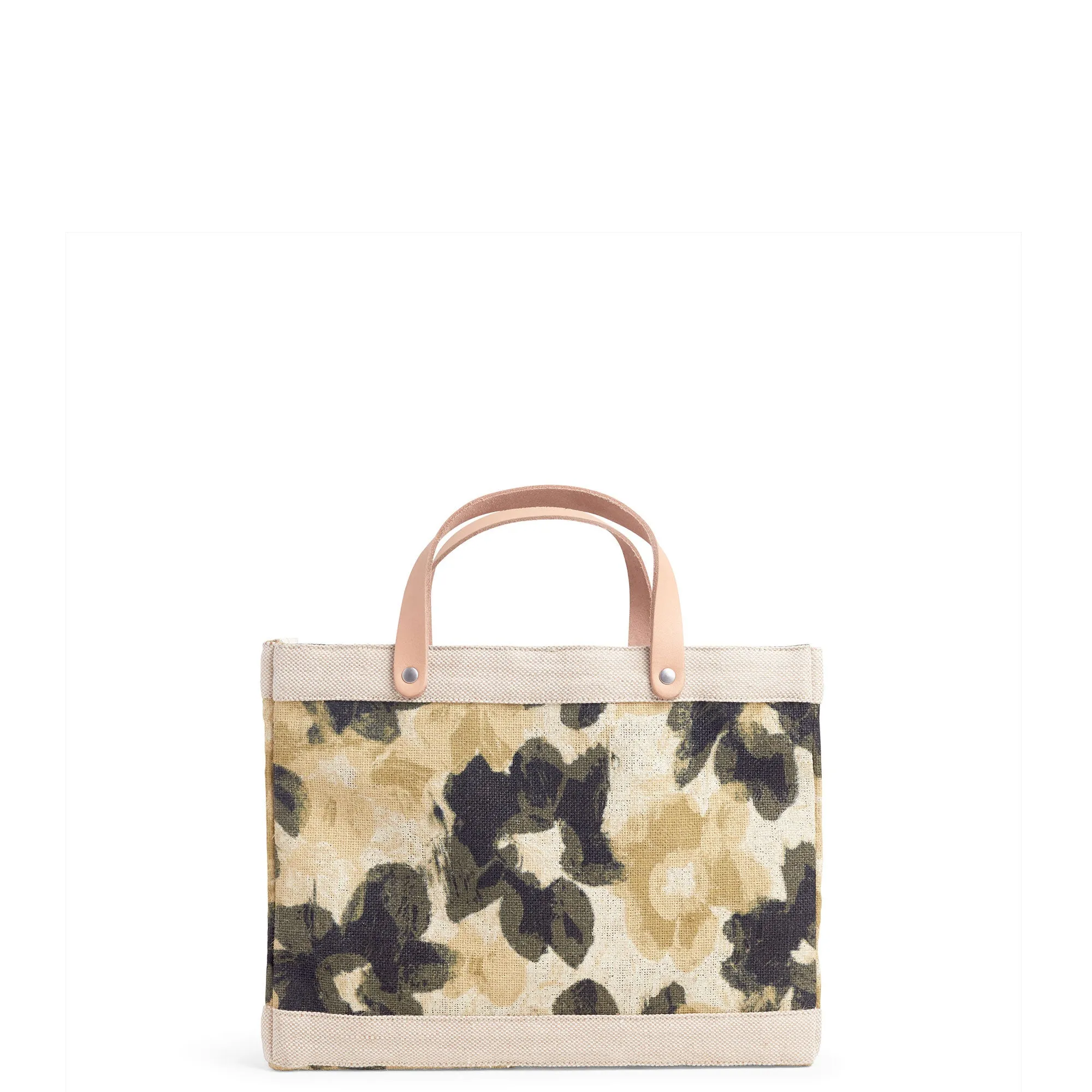 Petite Market Bag in Khaki Bloom by Liesel Plambeck with Monogram