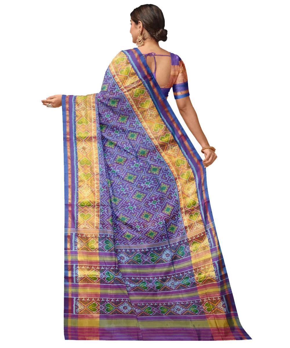 Purple silk handloom patola saree