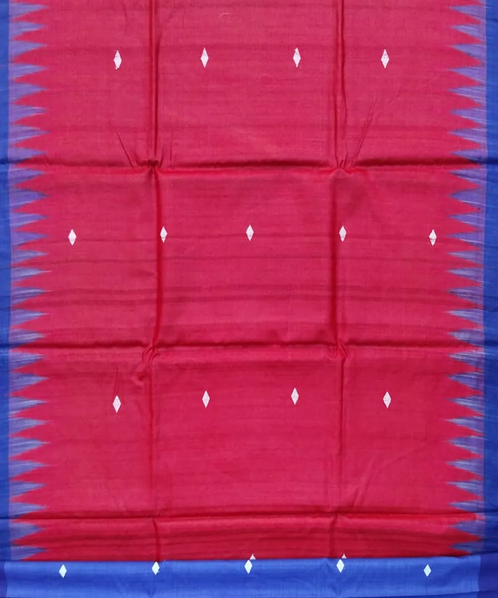 Red blue tussar silk handloom gopalpur saree