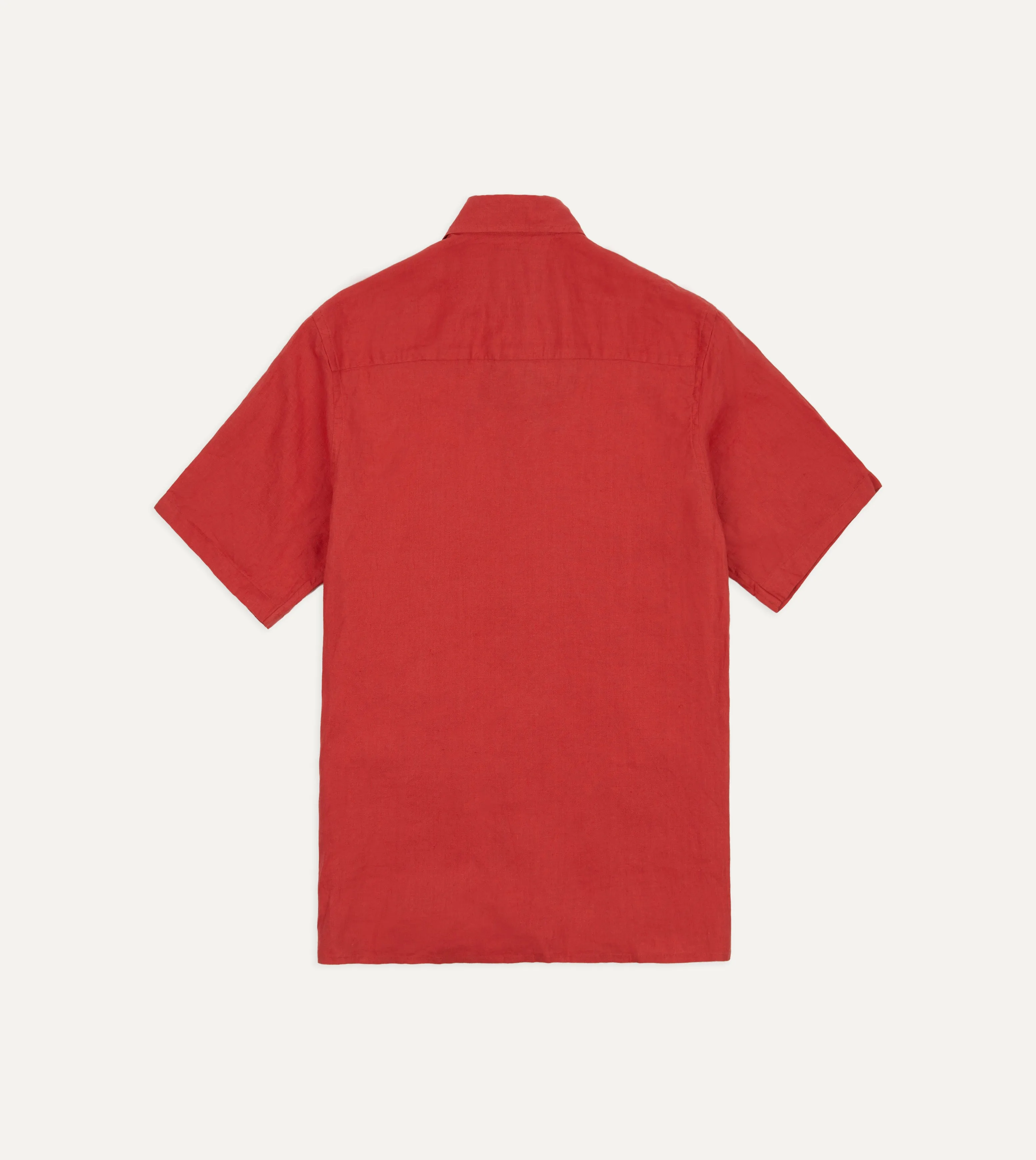 Red Linen Short Sleeve Cuban Shirt