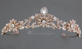 Rose Gold Princess Tiara with Floral Design