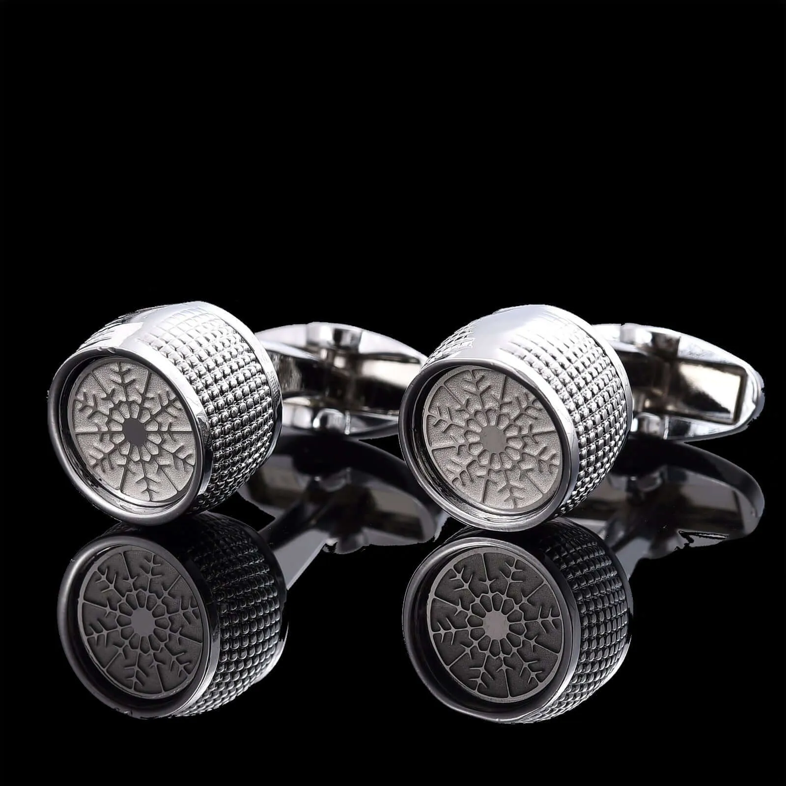 Round Vintage Snow Pattern Cufflinks